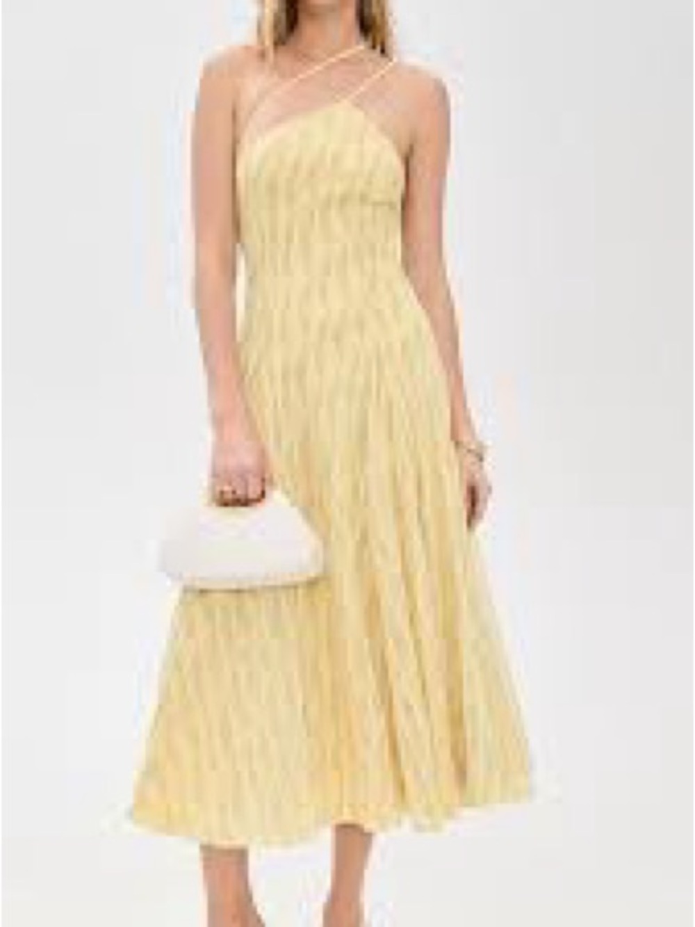 21. Black halo • $435 Yellow Strappy Midi Dress - Women's Summer Dress PTP 16-19